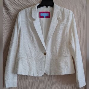 Draper James White Textured Women's Blazer